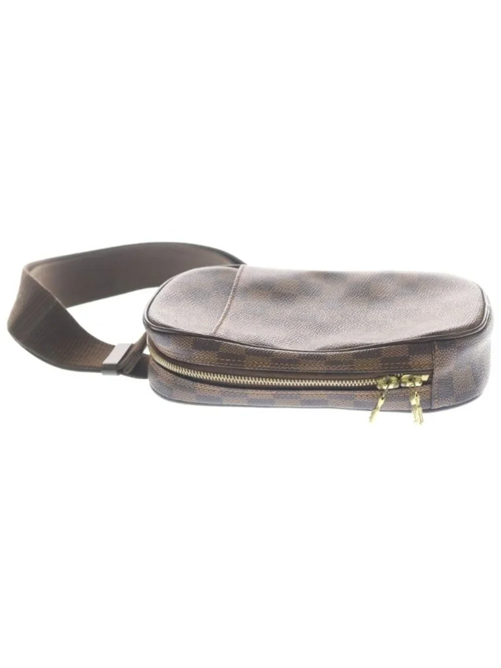 Louis Vuitton Damier Pochette Gange Waist Bag Brown Leather Gold - Picture 3 of 7